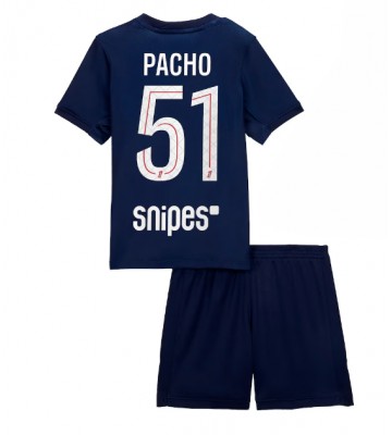 Paris Saint-Germain Willian Pacho #51 Domácí dres komplet pro Děti 2025-26 Krátkým Rukávem (+ Krátké kalhoty)