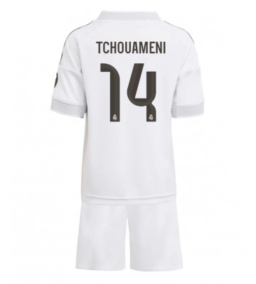 Real Madrid Aurelien Tchouameni #14 Domácí dres komplet pro Děti 2025-26 Krátkým Rukávem (+ Krátké kalhoty)