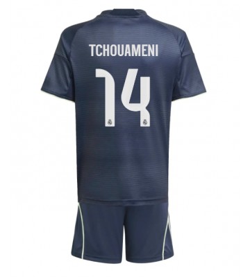 Real Madrid Aurelien Tchouameni #14 Venkovní dres komplet pro Děti 2025-26 Krátkým Rukávem (+ Krátké kalhoty)