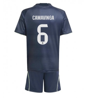 Real Madrid Eduardo Camavinga #6 Venkovní dres komplet pro Děti 2025-26 Krátkým Rukávem (+ Krátké kalhoty)
