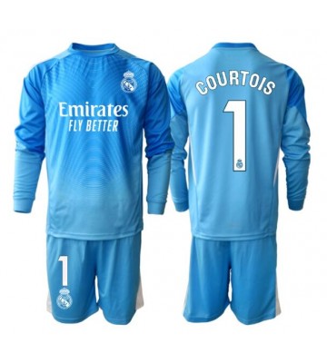 Real Madrid Thibaut Courtois #1 Brankář Domácí dres komplet pro Děti 2025-26 Dlouhým Rukávem (+ Krátké kalhoty)