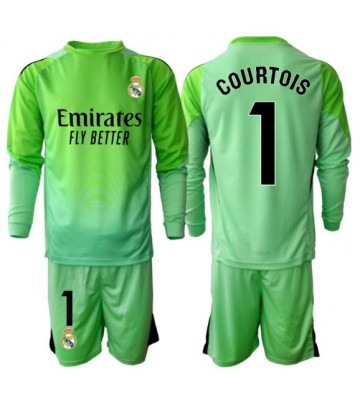 Real Madrid Thibaut Courtois #1 Brankář Venkovní dres komplet pro Děti 2025-26 Dlouhým Rukávem (+ Krátké kalhoty)