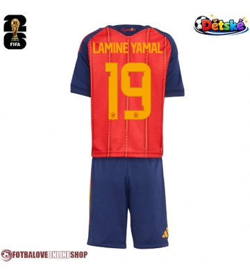 Španělsko Lamine Yamal #19 Domácí dres komplet pro Děti MS 2026 Krátkým Rukávem (+ Krátké kalhoty)