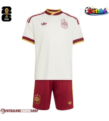 Španělsko Venkovní dres komplet pro Děti MS 2026 Krátkým Rukávem (+ Krátké kalhoty)