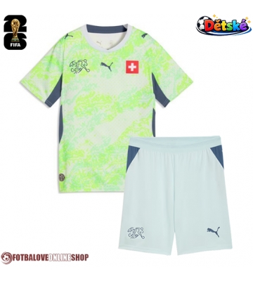Švýcarsko Venkovní dres komplet pro Děti MS 2026 Krátkým Rukávem (+ Krátké kalhoty)