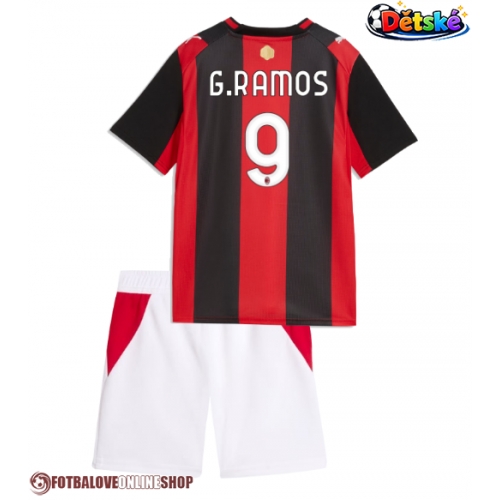 AC Milan Goncalo Ramos #9 Domácí dres komplet pro Děti 2026-27 Krátkým Rukávem (+ Krátké kalhoty)