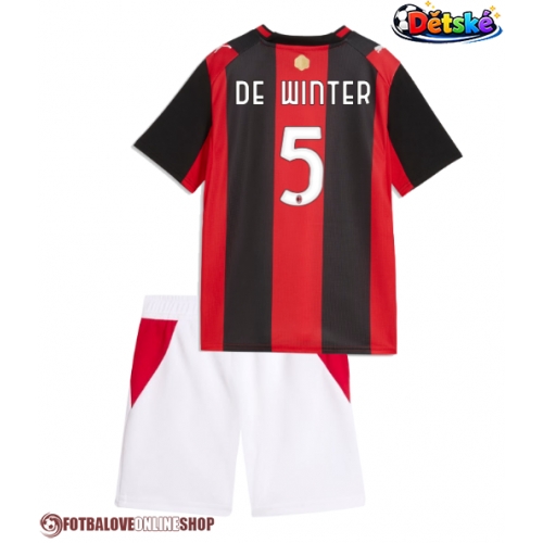 AC Milan Koni De Winter #5 Domácí dres komplet pro Děti 2026-27 Krátkým Rukávem (+ Krátké kalhoty)