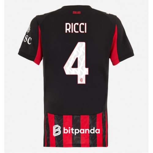 AC Milan Samuele Ricci #4 Domácí Dres pro Dámy 2025-26 Krátkým Rukávem AC Milan Samuele Ricci #4 Domácí Dres pro Dámy 2025-26 Krátkým Rukávem