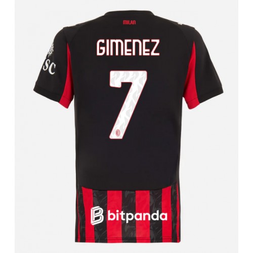 AC Milan Santiago Gimenez #7 Domácí Dres pro Dámy 2025-26 Krátkým Rukávem AC Milan Santiago Gimenez #7 Domácí Dres pro Dámy 2025-26 Krátkým Rukávem