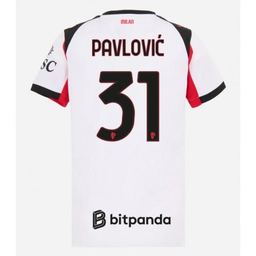 AC Milan Strahinja Pavlovic #31 Venkovní Dres pro Dámy 2025-26 Krátkým Rukávem AC Milan Strahinja Pavlovic #31 Venkovní Dres pro Dámy 2025-26 Krátkým Rukávem