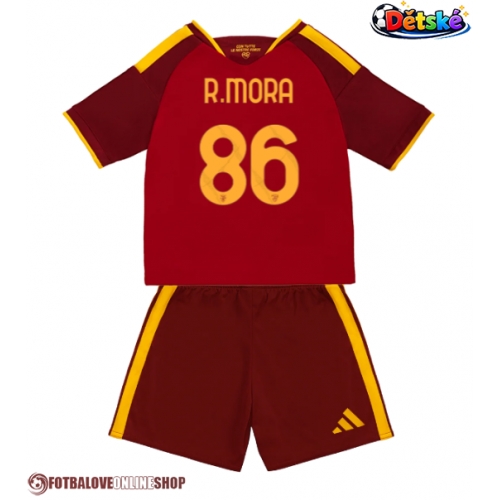 AS Roma Rodrigo Mora #86 Domácí dres komplet pro Děti 2026-27 Krátkým Rukávem (+ Krátké kalhoty)