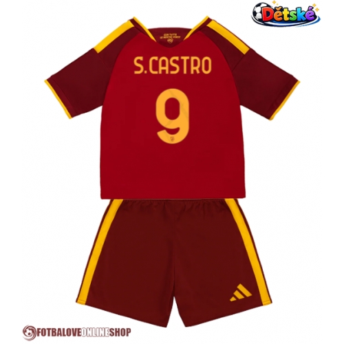 AS Roma Santiago Castro #9 Domácí dres komplet pro Děti 2026-27 Krátkým Rukávem (+ Krátké kalhoty)