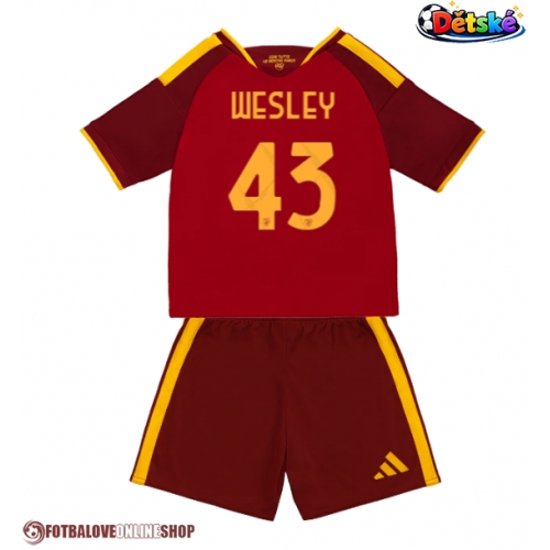 AS Roma Wesley Franca #43 Domácí dres komplet pro Děti 2026-27 Krátkým Rukávem (+ Krátké kalhoty)