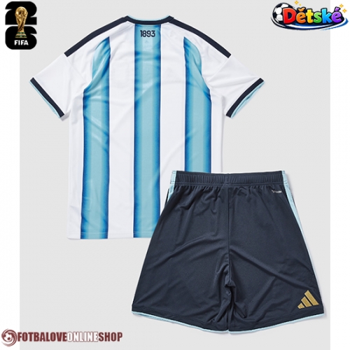 Argentina Domácí dres komplet pro Děti MS 2026 Krátkým Rukávem (+ Krátké kalhoty)