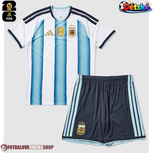 Argentina Domácí dres komplet pro Děti MS 2026 Krátkým Rukávem (+ Krátké kalhoty)