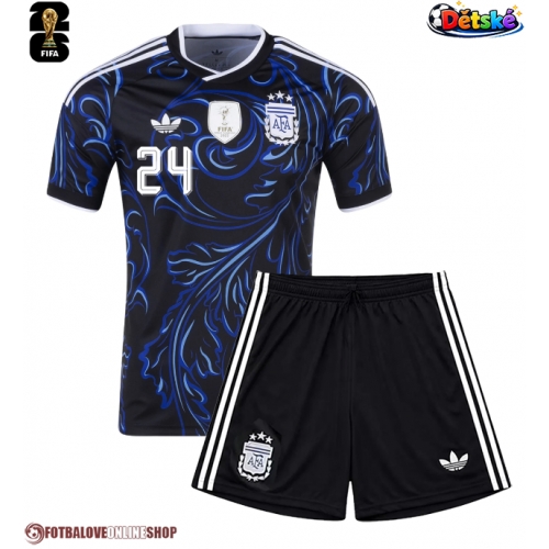 Argentina Enzo Fernandez #24 Venkovní dres komplet pro Děti MS 2026 Krátkým Rukávem (+ Krátké kalhoty)