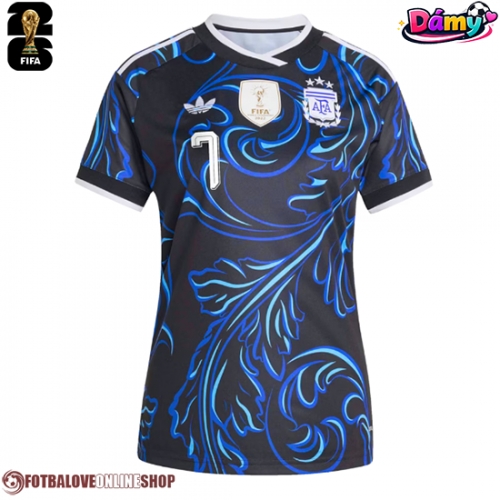 Argentina Rodrigo De Paul #7 Venkovní Dres pro Dámy MS 2026 Krátkým Rukávem