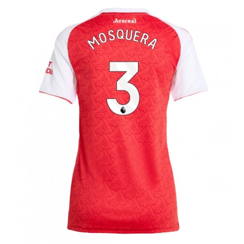 Arsenal Cristhian Mosquera #3 Domácí Dres pro Dámy 2025-26 Krátkým Rukávem Arsenal Cristhian Mosquera #3 Domácí Dres pro Dámy 2025-26 Krátkým Rukávem