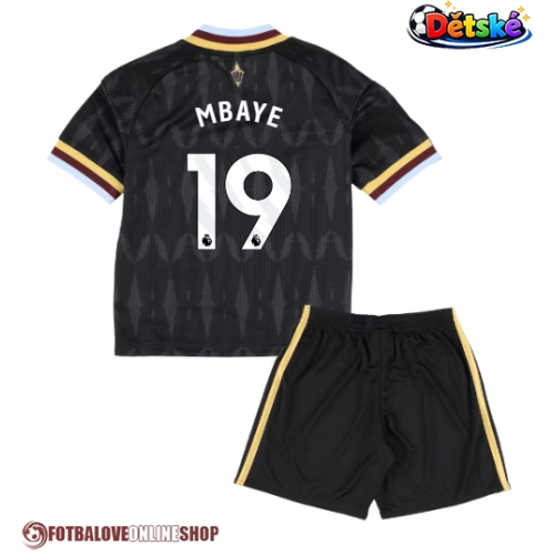 Aston Villa Ibrahim Mbaye #19 Venkovní dres komplet pro Děti 2026-27 Krátkým Rukávem (+ Krátké kalhoty)