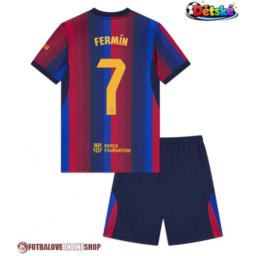 Barcelona Fermin Lopez #7 Domácí dres komplet pro Děti 2026-27 Krátkým Rukávem (+ Krátké kalhoty)