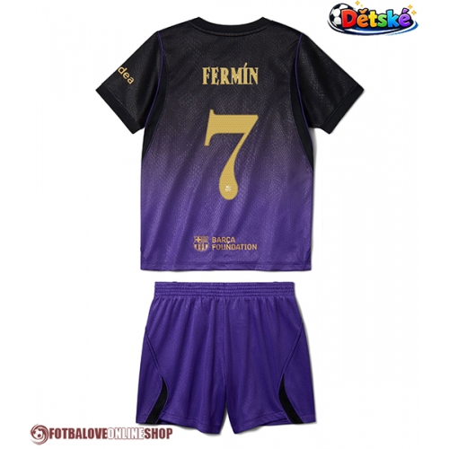 Barcelona Fermin Lopez #7 Venkovní dres komplet pro Děti 2026-27 Krátkým Rukávem (+ Krátké kalhoty)