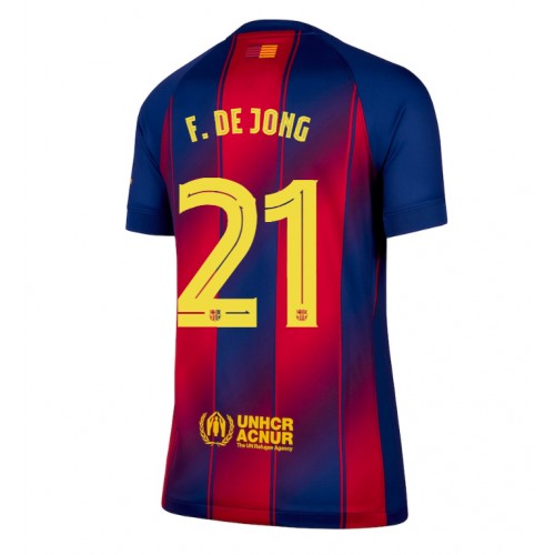Barcelona Frenkie de Jong #21 Domácí Dres pro Dámy 2025-26 Krátkým Rukávem Barcelona Frenkie de Jong #21 Domácí Dres pro Dámy 2025-26 Krátkým Rukávem