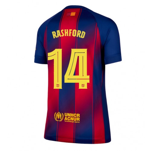 Barcelona Marcus Rashford #14 Domácí Dres pro Dámy 2025-26 Krátkým Rukávem Barcelona Marcus Rashford #14 Domácí Dres pro Dámy 2025-26 Krátkým Rukávem