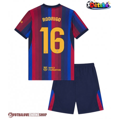 Barcelona Rodri Hernandez #16 Domácí dres komplet pro Děti 2026-27 Krátkým Rukávem (+ Krátké kalhoty)