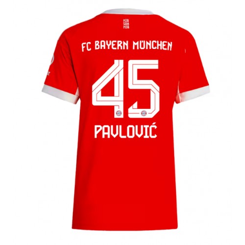Bayern Munich Aleksandar Pavlovic #45 Domácí Dres pro Dámy 2025-26 Krátkým Rukávem Bayern Munich Aleksandar Pavlovic #45 Domácí Dres pro Dámy 2025-26 Krátkým Rukávem