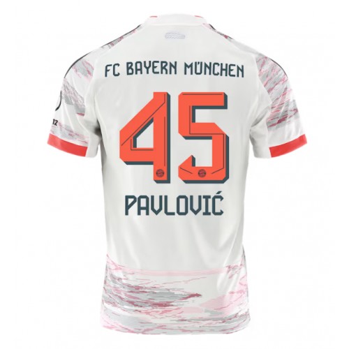 Bayern Munich Aleksandar Pavlovic #45 Venkovní Dres 2025-26 Krátkým Rukávem Bayern Munich Aleksandar Pavlovic #45 Venkovní Dres 2025-26 Krátkým Rukávem