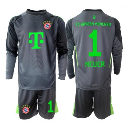 Bayern Munich Manuel Neuer #1 Brankář Venkovní dres komplet pro Děti 2025-26 Dlouhým Rukávem (+ Krátké kalhoty)