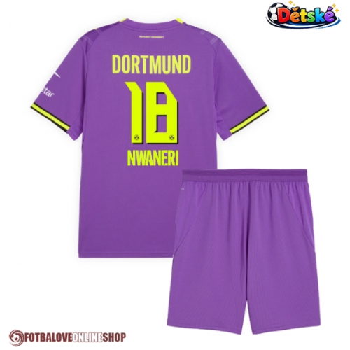 Borussia Dortmund Ethan Nwaneri #18 Alternativní dres komplet pro Děti 2026-27 Krátkým Rukávem (+ Krátké kalhoty)