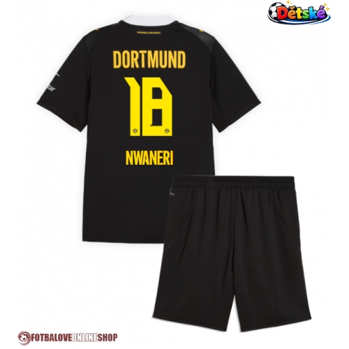 Borussia Dortmund Ethan Nwaneri #18 Venkovní dres komplet pro Děti 2026-27 Krátkým Rukávem (+ Krátké kalhoty)