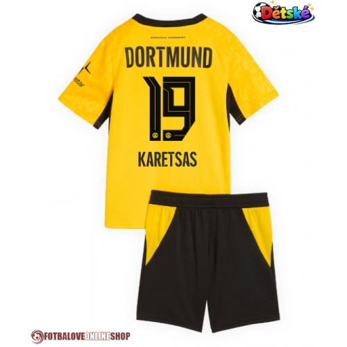 Borussia Dortmund Konstantinos Karetsas #19 Domácí dres komplet pro Děti 2026-27 Krátkým Rukávem (+ Krátké kalhoty)