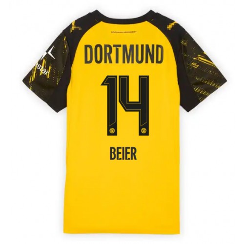Borussia Dortmund Maximilian Beier #14 Domácí Dres pro Dámy 2025-26 Krátkým Rukávem Borussia Dortmund Maximilian Beier #14 Domácí Dres pro Dámy 2025-26 Krátkým Rukávem