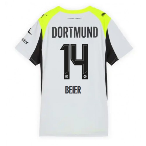 Borussia Dortmund Maximilian Beier #14 Venkovní Dres pro Dámy 2025-26 Krátkým Rukávem Borussia Dortmund Maximilian Beier #14 Venkovní Dres pro Dámy 2025-26 Krátkým Rukávem