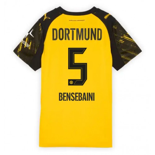 Borussia Dortmund Ramy Bensebaini #5 Domácí Dres pro Dámy 2025-26 Krátkým Rukávem Borussia Dortmund Ramy Bensebaini #5 Domácí Dres pro Dámy 2025-26 Krátkým Rukávem