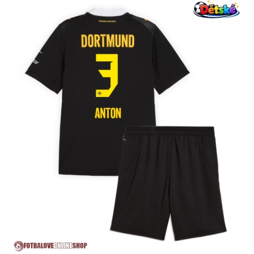 Borussia Dortmund Waldemar Anton #3 Venkovní dres komplet pro Děti 2026-27 Krátkým Rukávem (+ Krátké kalhoty)