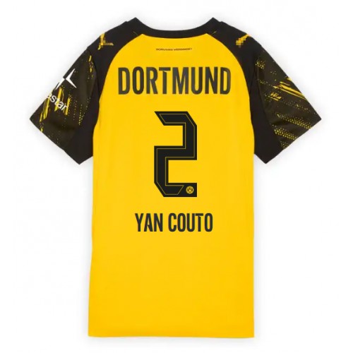 Borussia Dortmund Yan Couto #2 Domácí Dres pro Dámy 2025-26 Krátkým Rukávem Borussia Dortmund Yan Couto #2 Domácí Dres pro Dámy 2025-26 Krátkým Rukávem