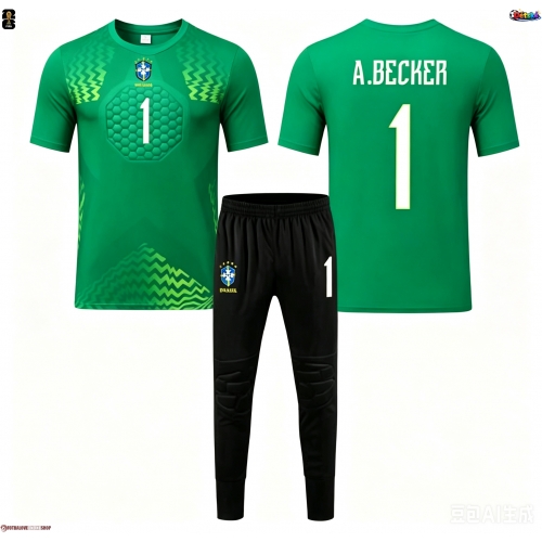 Brazílie Alisson Becker #1 Brankář Venkovní dres komplet pro Děti MS 2026 Krátkým Rukávem (+ Krátké kalhoty)