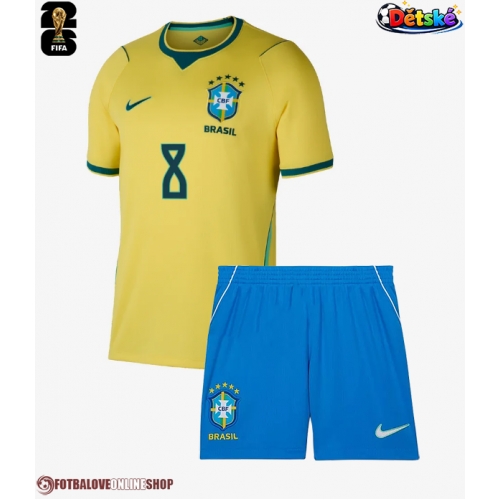 Brazílie Bruno Guimaraes #8 Domácí dres komplet pro Děti MS 2026 Krátkým Rukávem (+ Krátké kalhoty)