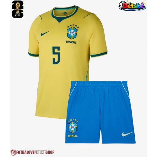 Brazílie Casemiro #5 Domácí dres komplet pro Děti MS 2026 Krátkým Rukávem (+ Krátké kalhoty)