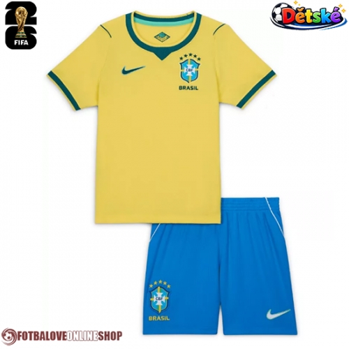 Brazílie Domácí dres komplet pro Děti MS 2026 Krátkým Rukávem (+ Krátké kalhoty)