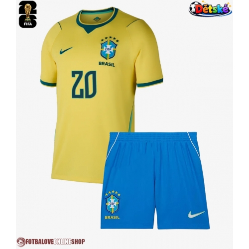 Brazílie Lucas Paqueta #20 Domácí dres komplet pro Děti MS 2026 Krátkým Rukávem (+ Krátké kalhoty)