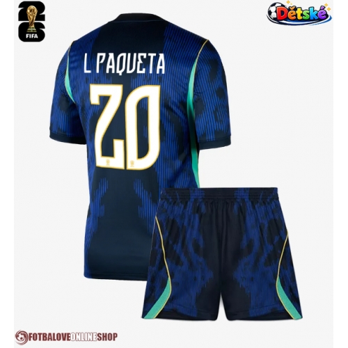 Brazílie Lucas Paqueta #20 Venkovní dres komplet pro Děti MS 2026 Krátkým Rukávem (+ Krátké kalhoty)