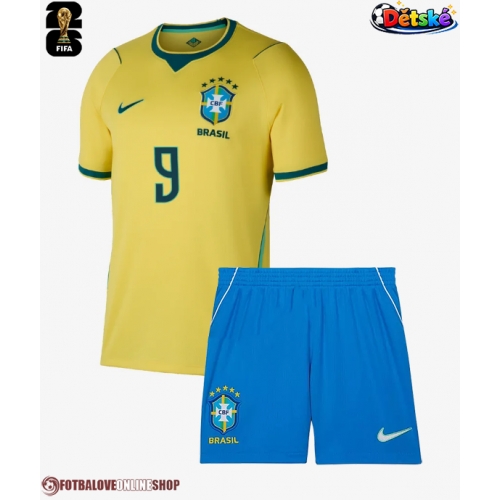 Brazílie Matheus Cunha #9 Domácí dres komplet pro Děti MS 2026 Krátkým Rukávem (+ Krátké kalhoty)