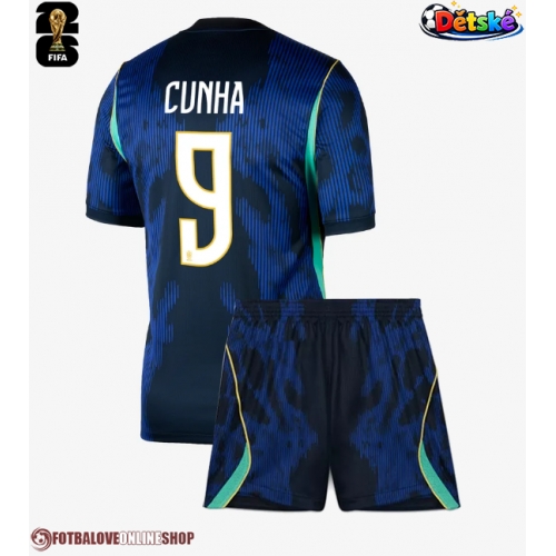 Brazílie Matheus Cunha #9 Venkovní dres komplet pro Děti MS 2026 Krátkým Rukávem (+ Krátké kalhoty)