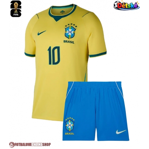 Brazílie Neymar Jr #10 Domácí dres komplet pro Děti MS 2026 Krátkým Rukávem (+ Krátké kalhoty)