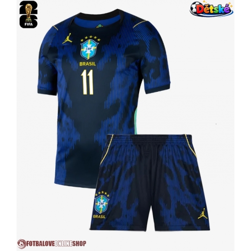Brazílie Raphinha Belloli #11 Venkovní dres komplet pro Děti MS 2026 Krátkým Rukávem (+ Krátké kalhoty)