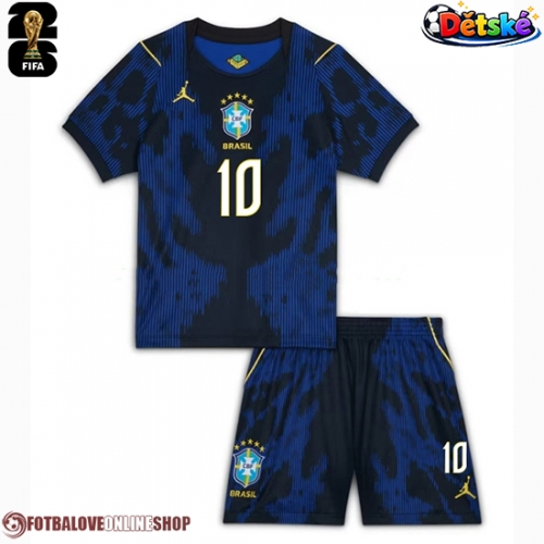 Brazílie Vinicius Junior #10 Venkovní dres komplet pro Děti MS 2026 Krátkým Rukávem (+ Krátké kalhoty)